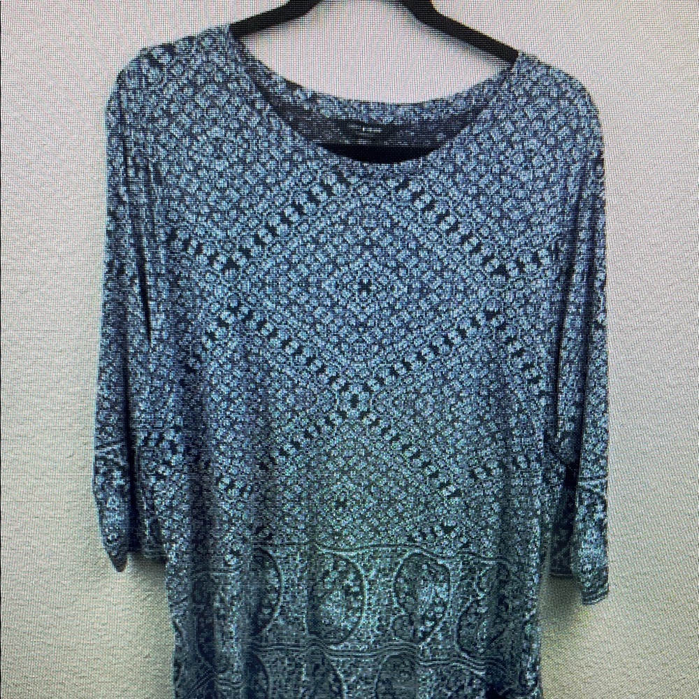 Elegant Blue Patterned Women's Blouse
